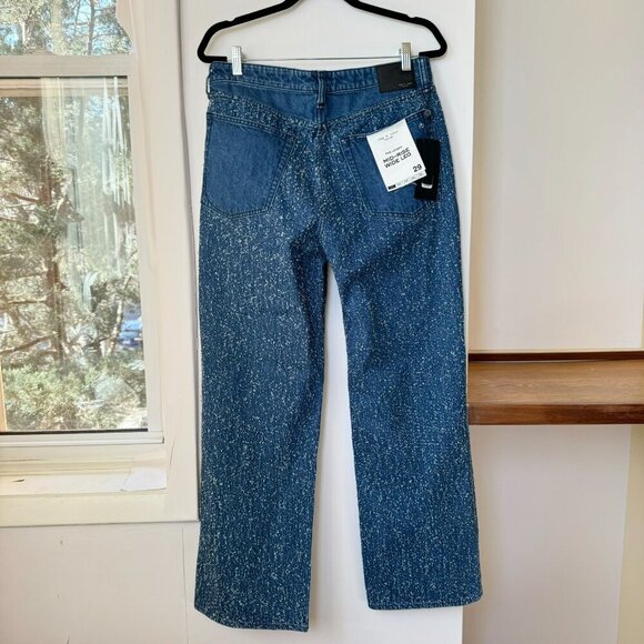 NWT Rag & Bone Logan Wide Leg Mid Rise Jeans Indigo Tweed Blue - Picture 10 of 13